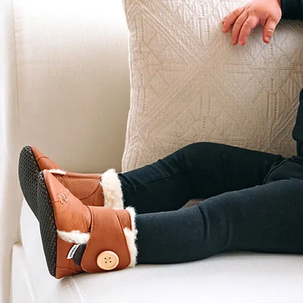 Cizme din piele naturala, talpa din piele antiderapanta, maro, BOHO, Liliputi_2006001043716_Pebebe