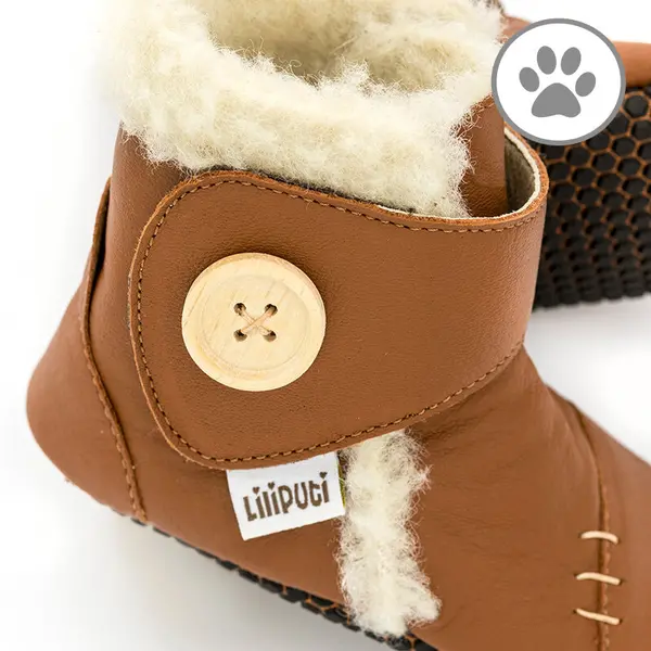 Cizme din piele naturala, talpa din piele antiderapanta, maro, BOHO, Liliputi_2006001043716_Pebebe