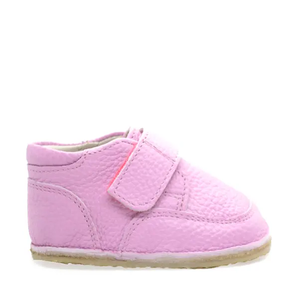 Ghete barefoot din piele naturala pentru copii, primii pasi, inchidere cu scai si talpa din flexibila, roz lila_RO-14-2-23_Pebebe