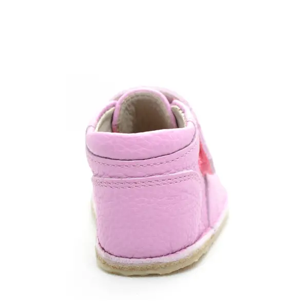 Ghete barefoot din piele naturala pentru copii, primii pasi, inchidere cu scai si talpa din flexibila, roz lila_RO-14-2-23_Pebebe