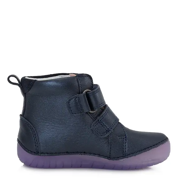 Ghete din piele naturala, bleumarin sidef, flori, D.D.Step_A050-339M-25_Pebebe