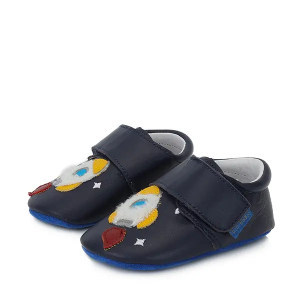 Pantofi primii pasi, interior,  piele naturala, bleumarin, design cu racheta, D.D.Step_K1596-355-18/19_Pebebe