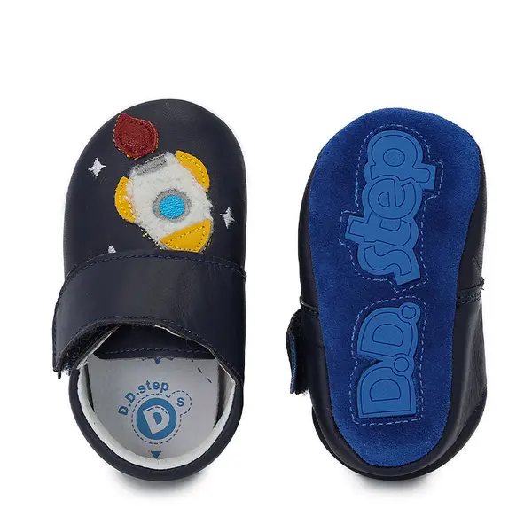 Pantofi primii pasi, interior,  piele naturala, bleumarin, design cu racheta, D.D.Step_K1596-355-18/19_Pebebe