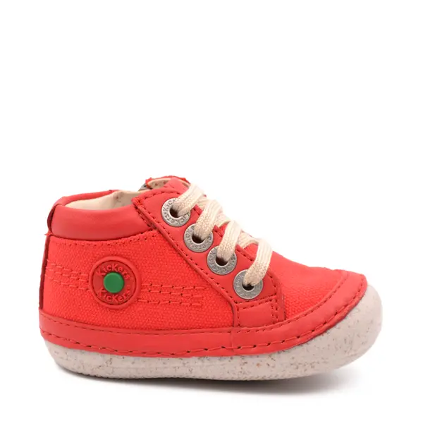 Pantofi Sonistreet, piele naturala si material textil, talpa flexibila, rosu, Kickers_928060-10-4-18_Pebebe