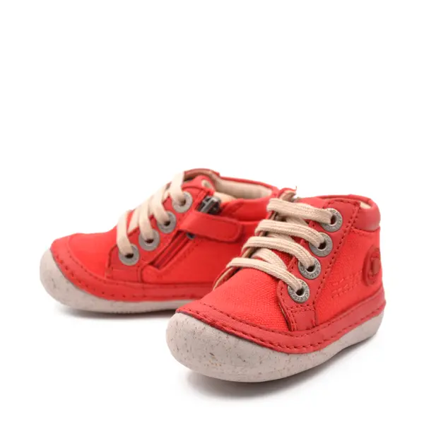 Pantofi Sonistreet, piele naturala si material textil, talpa flexibila, rosu, Kickers_928060-10-4-18_Pebebe