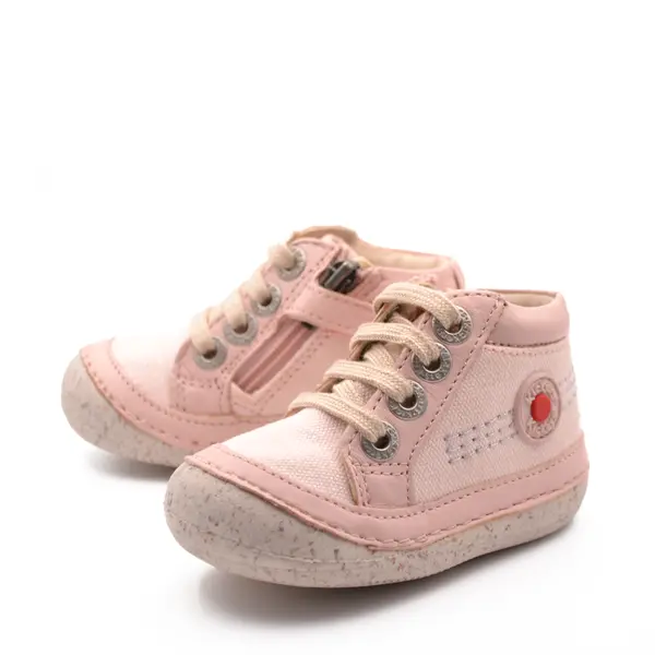 Pantofi Sonistreet, piele naturala si material textil, talpa flexibila, roz deschis, Kickers_928061-10-131-18_Pebebe