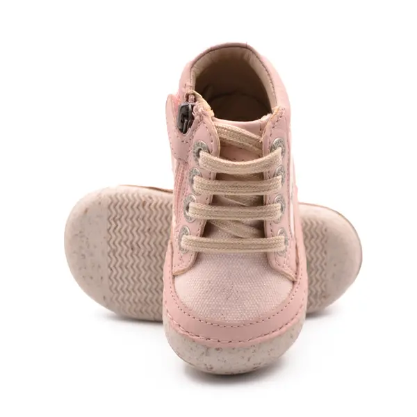 Pantofi Sonistreet, piele naturala si material textil, talpa flexibila, roz deschis, Kickers_928061-10-131-18_Pebebe