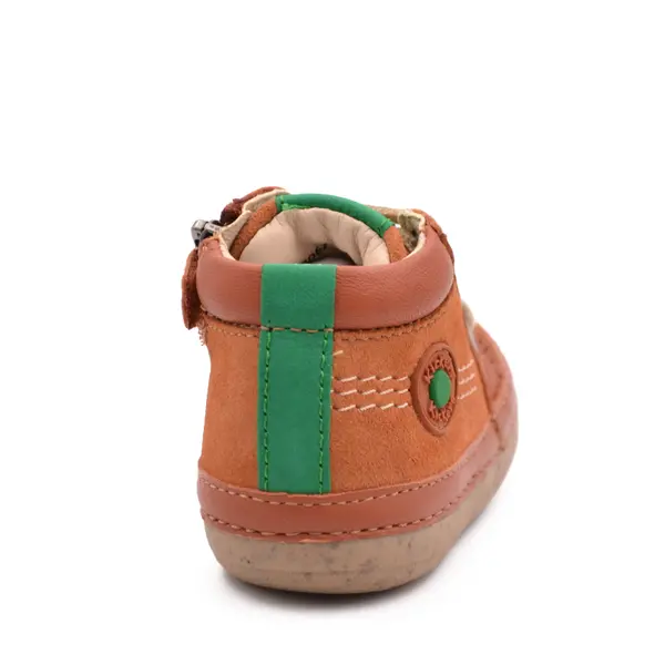 Pantofi Sonistreet, piele naturala si piele intoarsa, talpa flexibila, camel, Kickers_928062-10-114-20_Pebebe