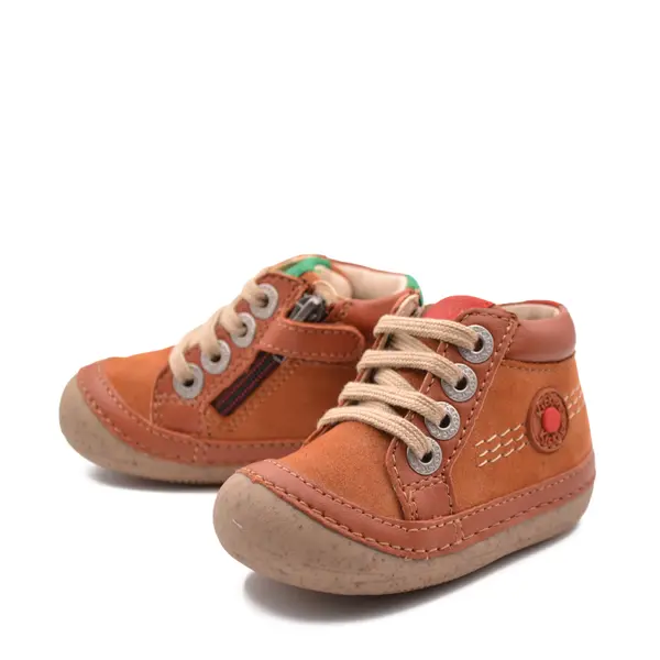 Pantofi Sonistreet, piele naturala si piele intoarsa, talpa flexibila, camel, Kickers_928062-10-114-20_Pebebe