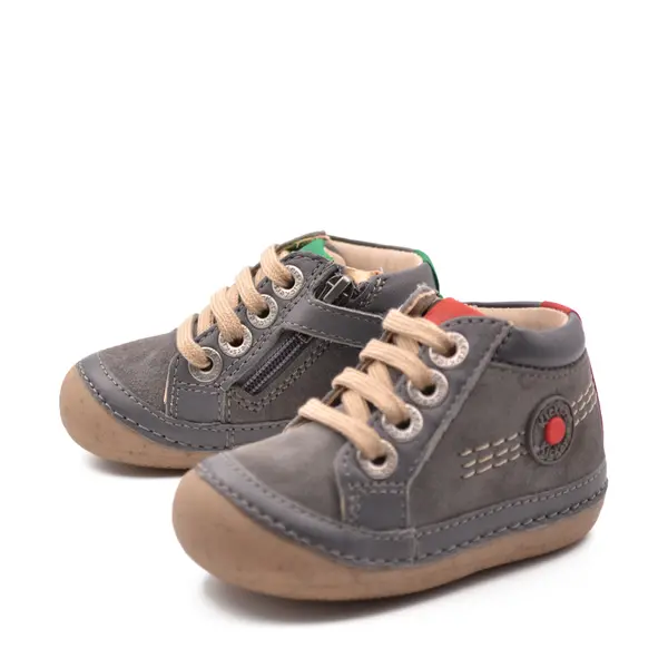 Pantofi Sonistreet, piele naturala si piele intoarsa, talpa flexibila, gri inchis, Kickers_928062-10-122-24_Pebebe
