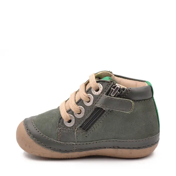Pantofi Sonistreet, piele naturala si piele intoarsa, talpa flexibila, khaki, Kickers_928062-10-20-18_Pebebe