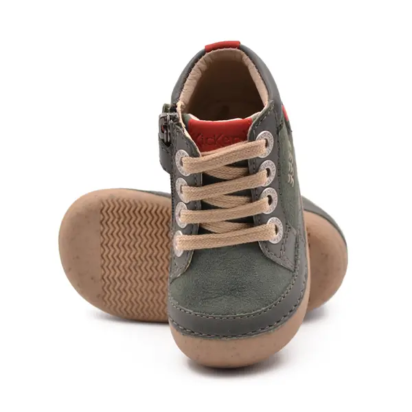 Pantofi Sonistreet, piele naturala si piele intoarsa, talpa flexibila, khaki, Kickers_928062-10-20-18_Pebebe