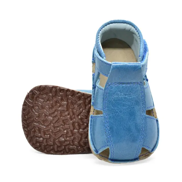 Sandale din piele naturală cu scai și talpă din cauciuc flexibil, denim, LUY_RO-12-1-18_Pebebe