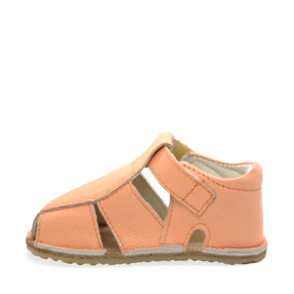 Sandale din piele naturală  cu scai și talpă din cauciuc flexibil, orange, LUY_RO-12-3-21_Pebebe