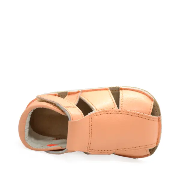 Sandale din piele naturală  cu scai și talpă din cauciuc flexibil, orange, LUY_RO-12-3-21_Pebebe