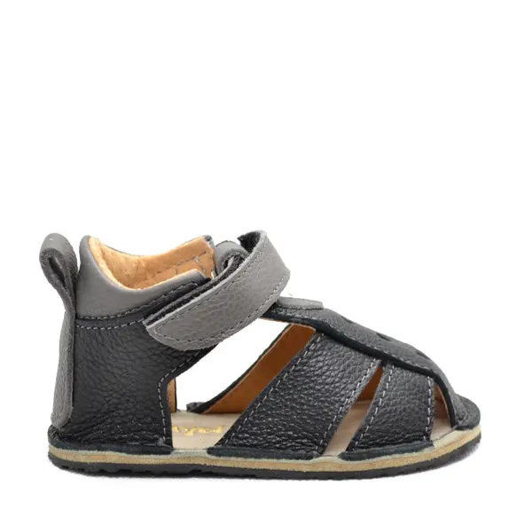 Sandale din piele naturala pentru copii cu talpa flexibila, negru_RO-200-8-17_Pebebe