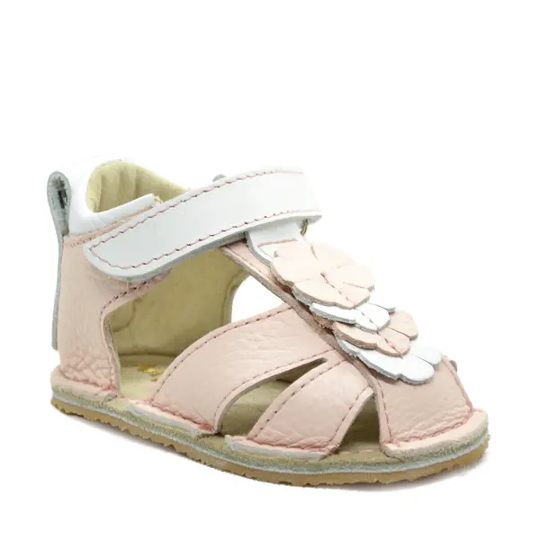 Sandale fete din piele naturala cu talpa flexibila, roz - alb_RO-113-1-24_Pebebe