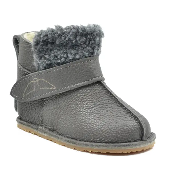 Cizme din piele pentru copii, talpa flexibila, imblanite, blanita decorativa, gri_RO-107-gri-17_Pebebe