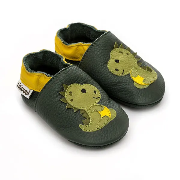 Pantofi de interior din piele naturala, talpa din piele intoarsa, Dino, Liliputi_2006001014235_Pebebe