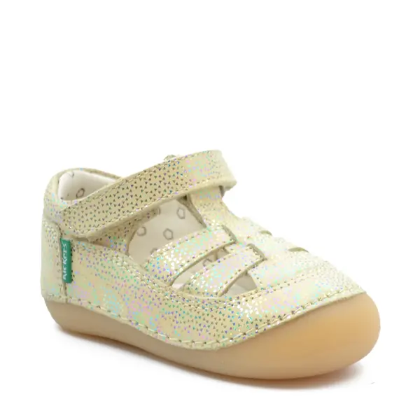 Sandale Sushy, piele naturala, talpa flexibila, crem auriu, Kickers_927897-10-73-18_Pebebe