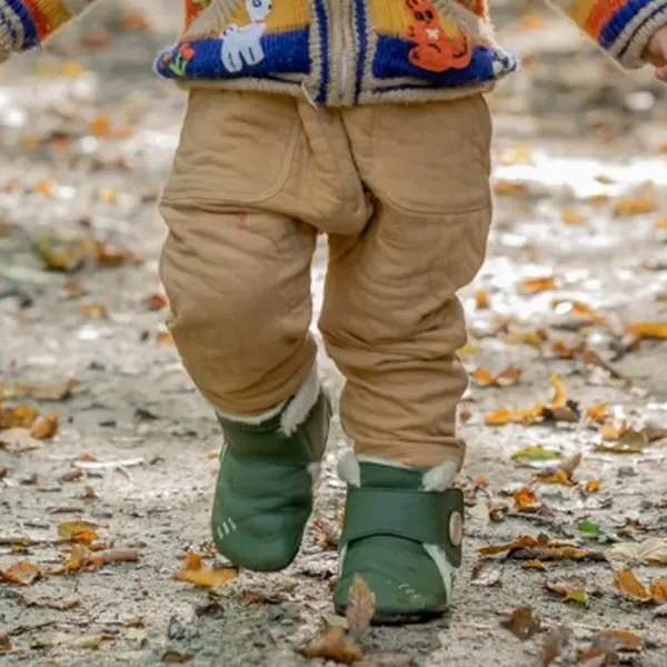 Cizme din piele naturala, talpa din piele antiderapanta, verde, WOODS, Liliputi_2006001043914_Pebebe