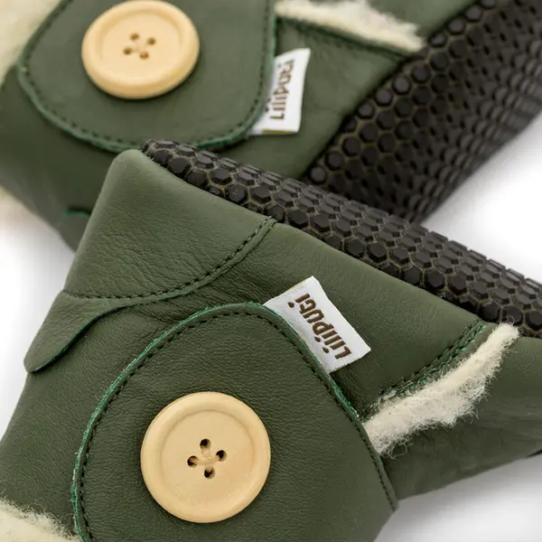 Cizme din piele naturala, talpa din piele antiderapanta, verde, WOODS, Liliputi_2006001043914_Pebebe