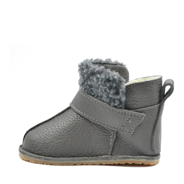 Cizme din piele pentru copii, talpa flexibila, imblanite, blanita decorativa, gri_RO-107-gri-17_Pebebe