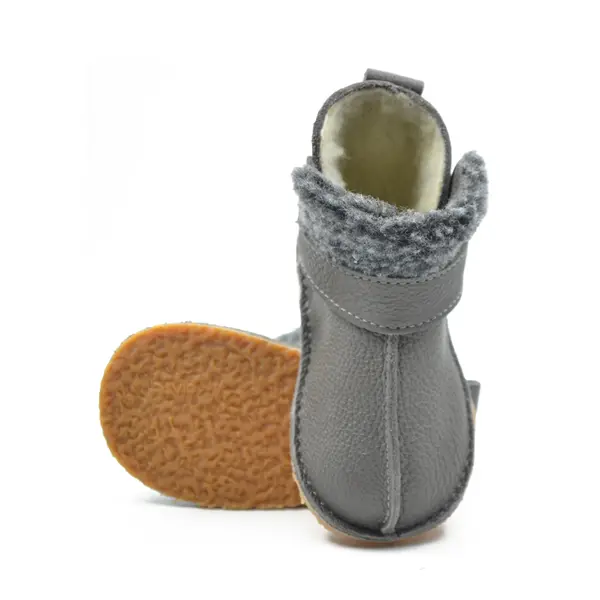 Cizme din piele pentru copii, talpa flexibila, imblanite, blanita decorativa, gri_RO-107-gri-17_Pebebe