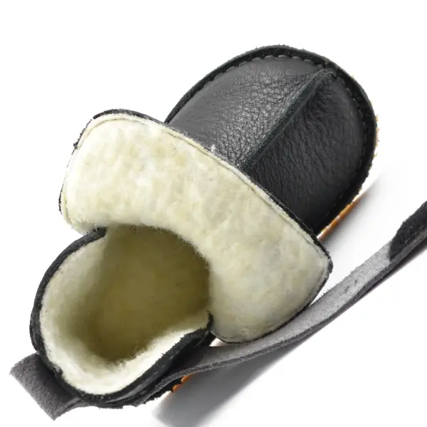 Cizme din piele pentru copii, talpa flexibila, imblanite, negru_RO-106-negru-17_Pebebe