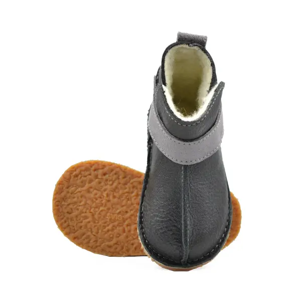 Cizme din piele pentru copii, talpa flexibila, imblanite, negru_RO-106-negru-17_Pebebe