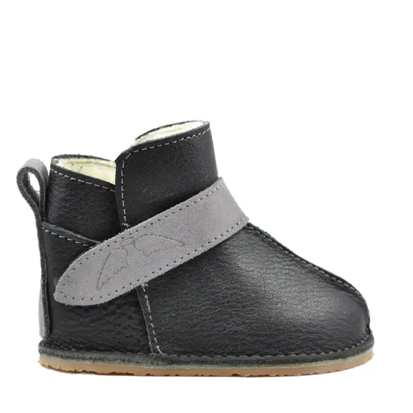 Cizme din piele pentru copii, talpa flexibila, imblanite, negru_RO-106-negru-17_Pebebe