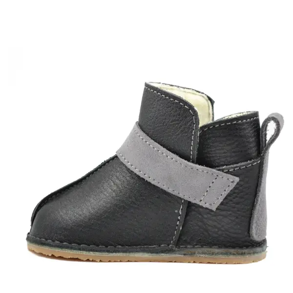 Cizme din piele pentru copii, talpa flexibila, imblanite, negru_RO-106-negru-17_Pebebe