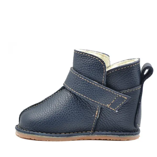 Cizme piele pentru copii, talpa flexibila, imblanite, albastru atlantic_RO-106-12-24_Pebebe