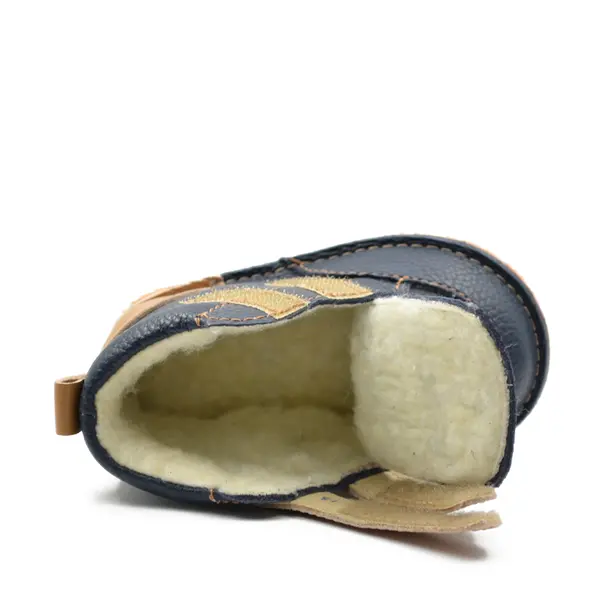 Ghete Barefoot, captuseala din blana, talpa felxibila, bleumarin_RO-114-1-17_Pebebe
