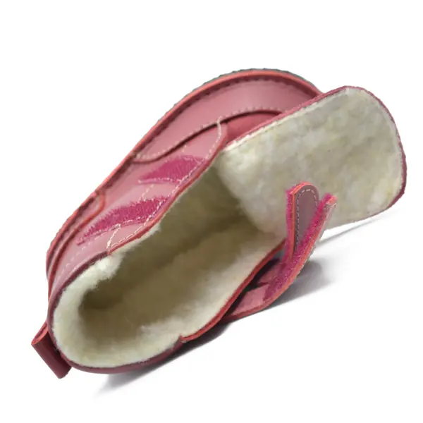 Ghete Barefoot, captuseala din blana, talpa felxibila, rosu cherry_RO-114-5-17_Pebebe