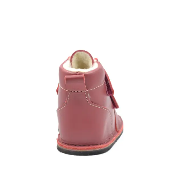 Ghete Barefoot, captuseala din blana, talpa felxibila, rosu cherry_RO-114-5-17_Pebebe