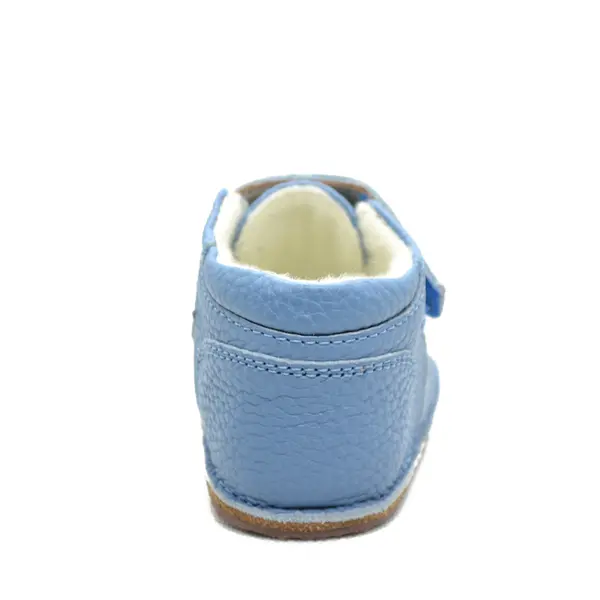 Ghete barefoot copii, din piele naturala cu scai, captuseala textila si talpa din cauciuc, albastru_RO-17-13-18_Pebebe
