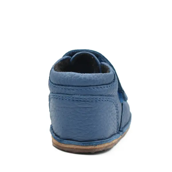 Ghete barefoot copii, din piele naturala cu scai, captuseala textila si talpa din cauciuc, bleumarin, LUY_RO-17-14-18_Pebebe