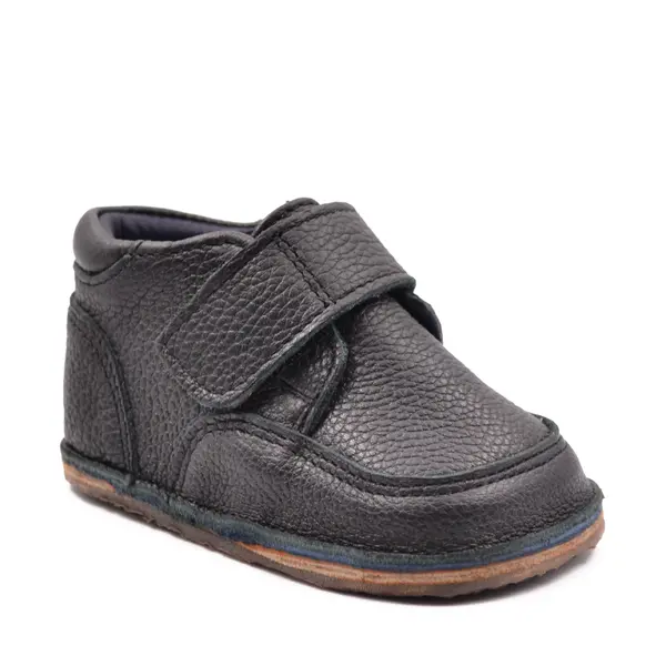Ghete barefoot din piele naturala pentru copii, primii pasi, inchidere cu scai si talpa din flexibila, negru_RO-14-1-24_Pebebe
