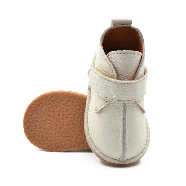 Ghete barefoot copii, piele naturala, talpa flexibila, crem,_RO-104-8-24_Pebebe