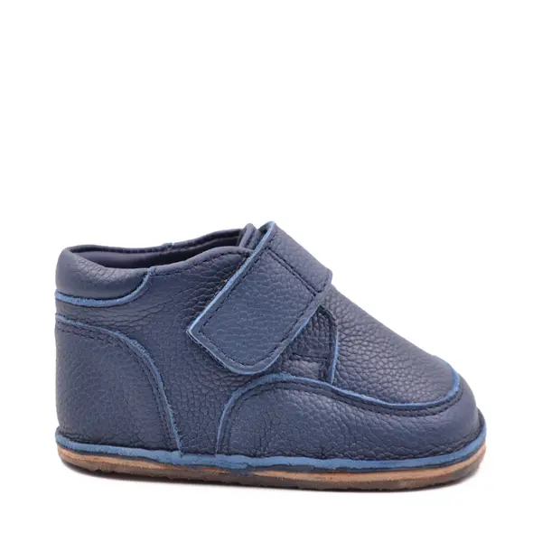 Ghete barefoot din piele naturala pentru copii, primii pasi, inchidere cu scai si talpa din flexibila, bleumarin_RO-14-3-18_Pebebe
