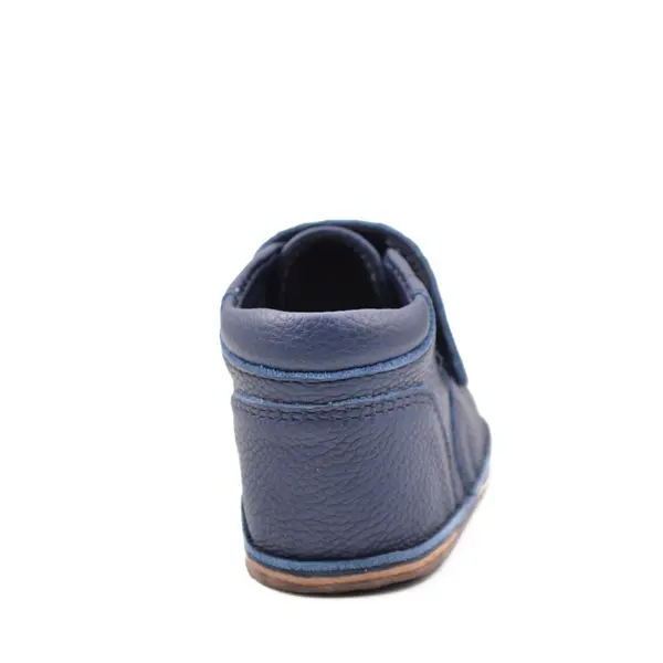 Ghete barefoot din piele naturala pentru copii, primii pasi, inchidere cu scai si talpa din flexibila, bleumarin_RO-14-3-18_Pebebe