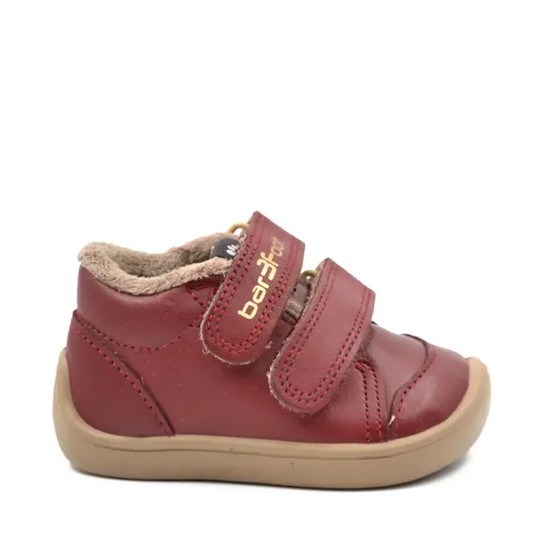 Ghete barefoot copii, piele naturala, captuseala textila, Burgundy, Elf Step tex, Bar3foot_5905811261761_Pebebe