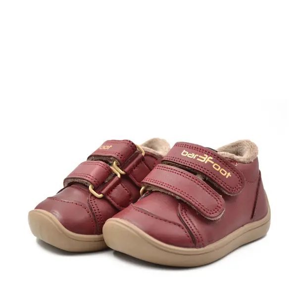 Ghete barefoot copii, piele naturala, captuseala textila, Burgundy, Elf Step tex, Bar3foot_5905811261761_Pebebe