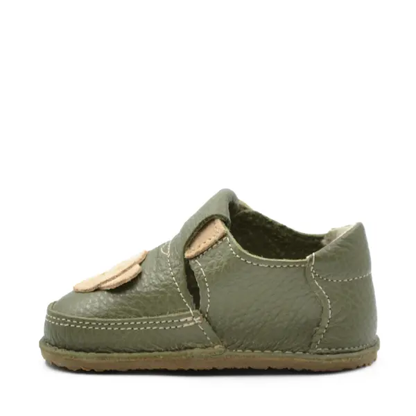Pantofi barefoot, primii pasi, piele naturala, talpa flexibila, verde, ursulet, Greer_Ari-004-16_Pebebe