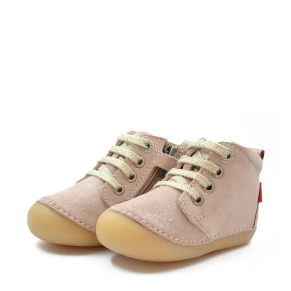 Pantofi Sonizip, piele naturala, talpa flexibila, bej, Kickers_947792-10-113-18_Pebebe