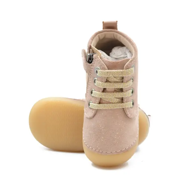 Pantofi Sonizip, piele naturala, talpa flexibila, bej, Kickers_947792-10-113-18_Pebebe