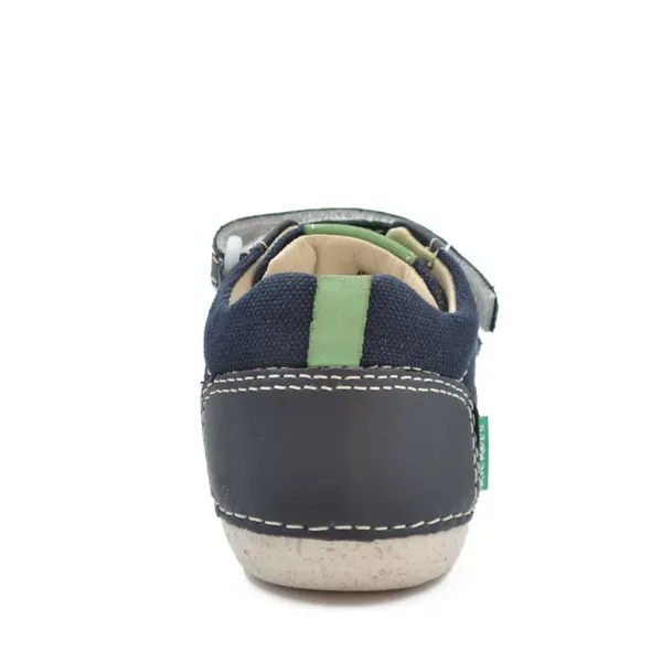 Pantofi Sostankro, piele naturala si material textil, talpa flexibila, bleumarin, Kickers_894560-10-101-19_Pebebe