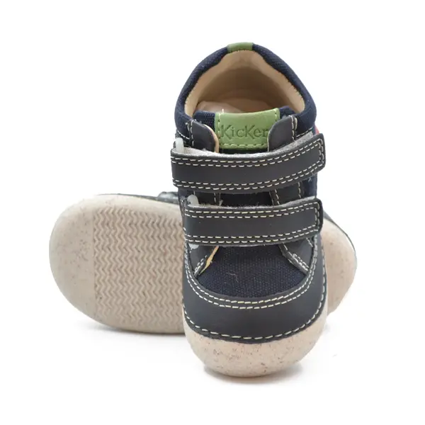 Pantofi Sostankro, piele naturala si material textil, talpa flexibila, bleumarin, Kickers_894560-10-101-19_Pebebe