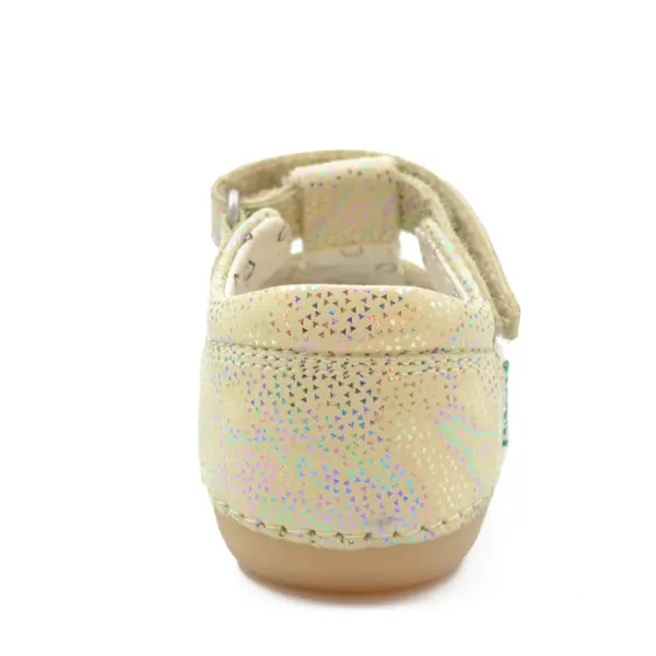 Sandale Sushy, piele naturala, talpa flexibila, crem auriu, Kickers_927897-10-73-18_Pebebe